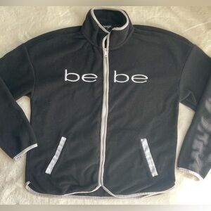 bebe Sport Black Fleece Jacket with White Logo